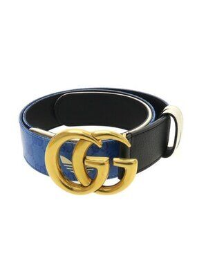 Gucci Gold & Navy Blue Leather Adjustable Vintage Classic Slim Belt Size 72/28 Navy Blue Gucci Belt for Sale up to 90% Off: Poshmark main image 4